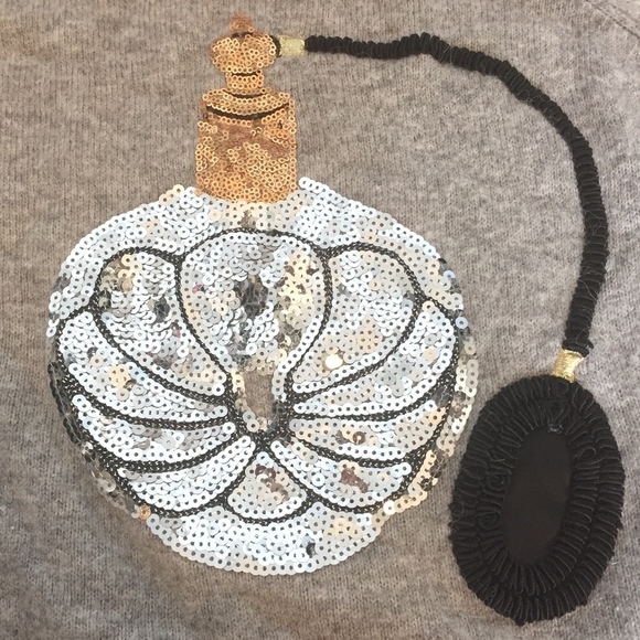 H&M Grey Sequin Perfume Bottle Holiday Sweater XS - Picture 7 of 8